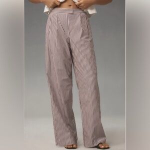 RAG & BONE Lacey Brown Poplin White Stripe Wide Leg Pant Womens Sz 8